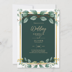 Convite Emerald Greenery Wedding Botanical Nature Convide