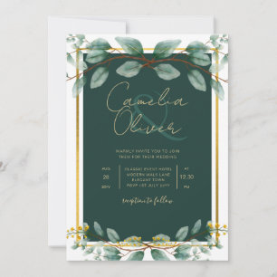 Convite Emerald Greenery Wedding Botanical Nature Convide