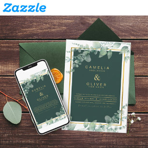 Convite Emerald Greenery Wedding Botanical Nature Convide