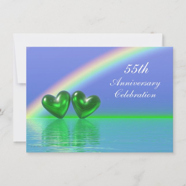 Convite Emerald Hearts de 55º Aniversário (Frente)
