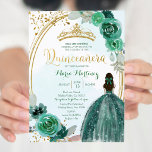 Convite Emerald & Hunter Green Rosas 1 Mis Quince<br><div class="desc">Emerald & Hunter Green Rosas 1 Mis Quince Convite Mis Quince Anos,  15 Birthday</div>