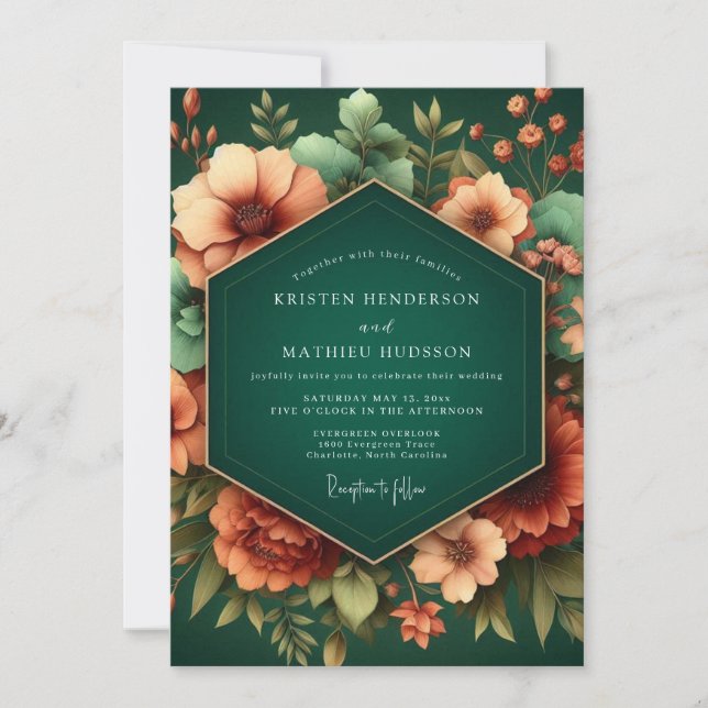 Convite Emerald Luminous Autumnal Wedding (Frente)