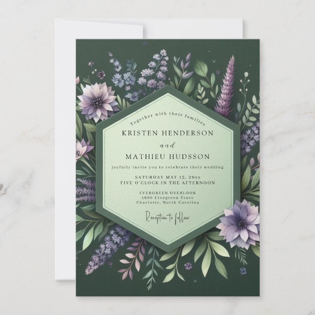 Convite Emerald Lupine Meadow Wedding (Frente)