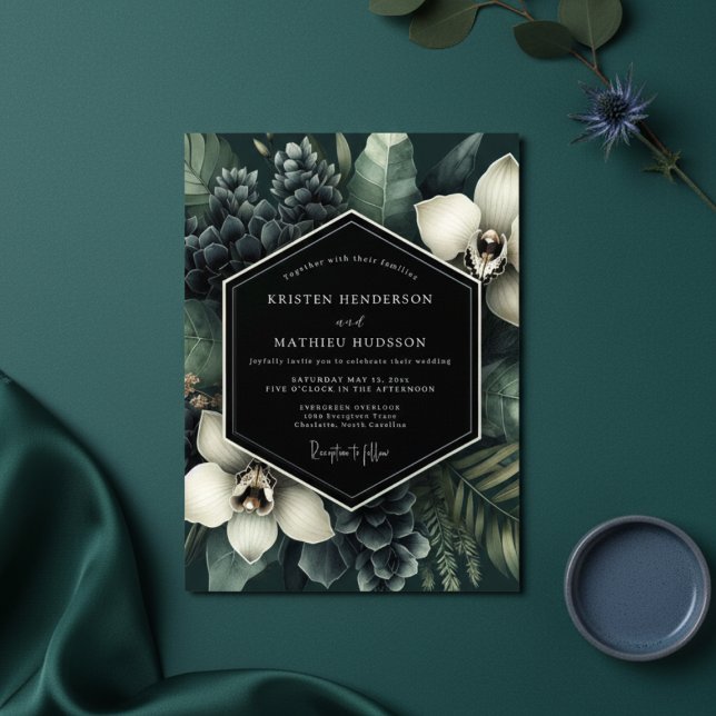 Convite Emerald Lush Botanical Romance Wedding (Criador carregado)