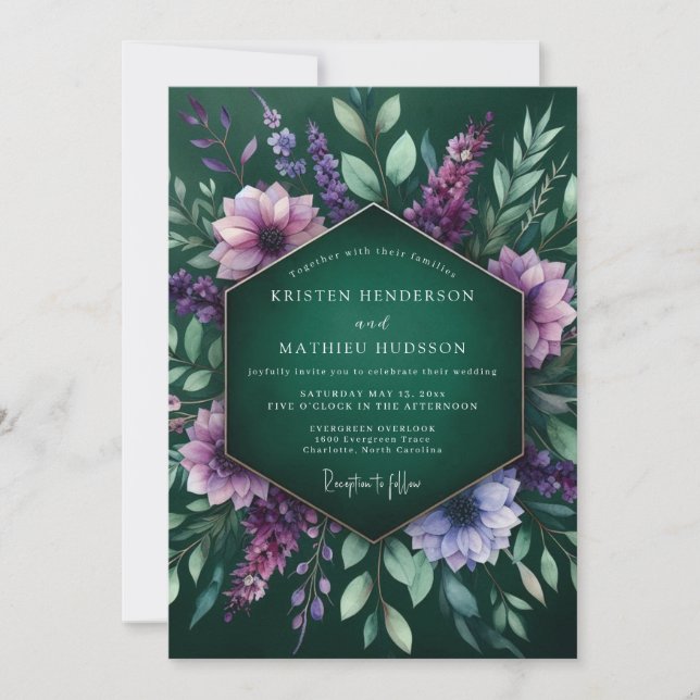 Convite Emerald Lush Flora Wedding (Frente)