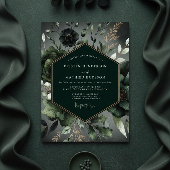 Convite Emerald Lush Woodland Wedding (Criador carregado)
