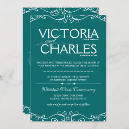 Convite Emerald Modern Vintage Typografia ou Qualquer Cor