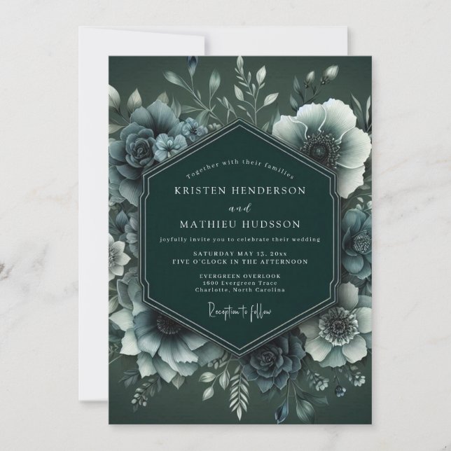 Convite Emerald Moody Anemone Wedding (Frente)