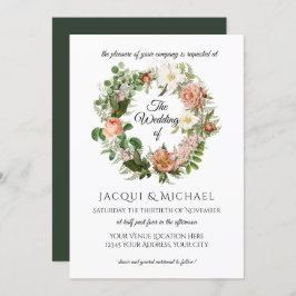 Convite Emerald n Blush Ivory Rosa w Fern Wreath Casamento