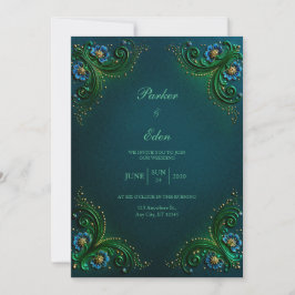 Convite Emerald Sapphire Filigree Wedding