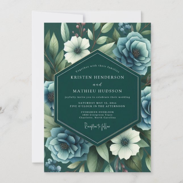 Convite Emerald Slate Nocturne Wedding (Frente)