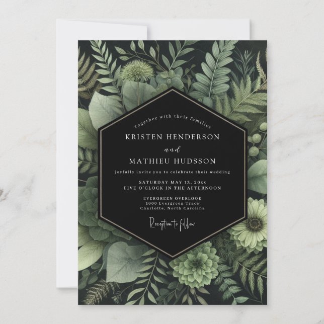 Convite Emerald Twilight Foliage Wedding (Frente)