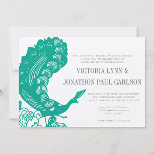 Convite Emerald Vintage Modern Peacock Wedding Invite