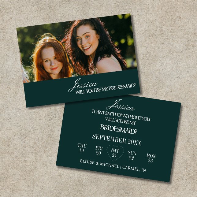 Convite Emerald Will You Be My Bridesmaid Proposal Card (Emerald Will You Be My Bridesmaid Proposal Card)