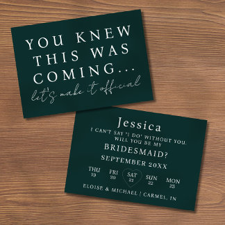 Convite Emerald Will You Be My Bridesmaid Proposal Card