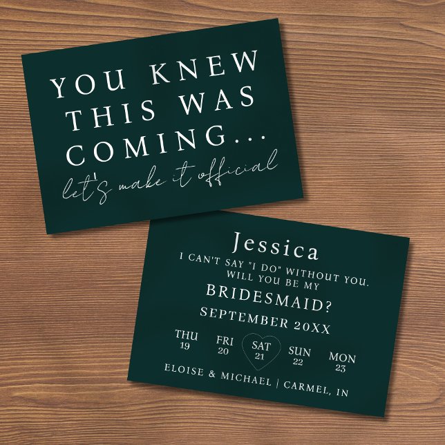 Convite Emerald Will You Be My Bridesmaid Proposal Card (Pop the question to your bridal party with this Will You Be My Bridesmaid Proposal Card! )