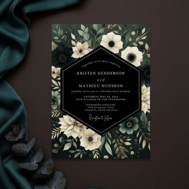 Convite Emerald Woodland Bloom Wedding (Criador carregado)