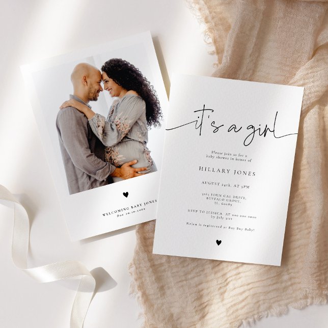 Convite EMERY | Chá de fraldas Elegante de Caligrafia É me (Criador carregado)