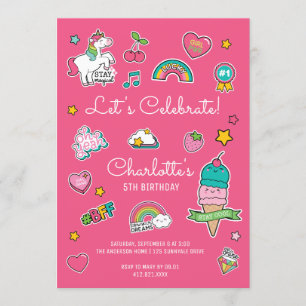 Convite Emoji Birthday Unicorn Rosa Rosa
