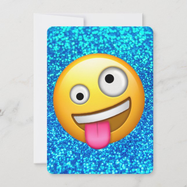 Convite emoji de brilho azul (Frente)