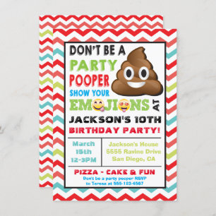 Convite Emoji Party Pooper Birthay Invitation
