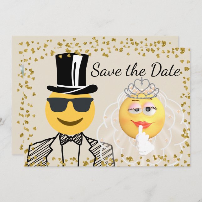 Convite Emoji Photo Save the Date (Frente/Verso)