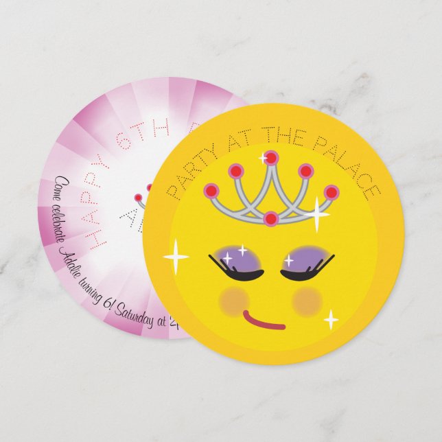 Convite Emoticon Princesa Brilhante (Frente/Verso)