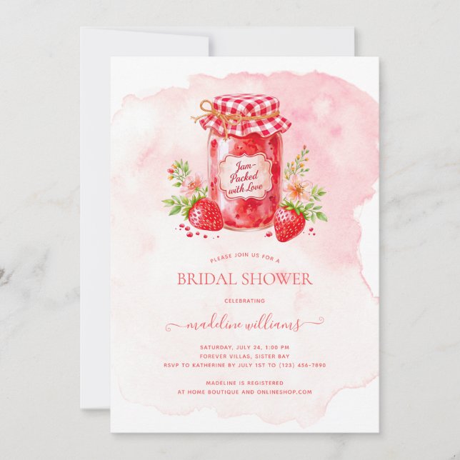 Convite Emperramento de morango embalado com Chá de panela (Frente)