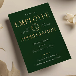 Convite Employee Appreciation Green & Gold Logo Business