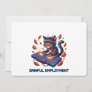 Convite Emprego Lucrativo Gato Gamer Cyberpunk Fofo Trabal