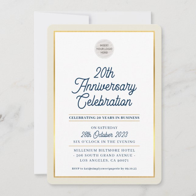 Convite EMPRESA ANIVERSÁRIO Ouro de marfim de negócios mod (Frente)