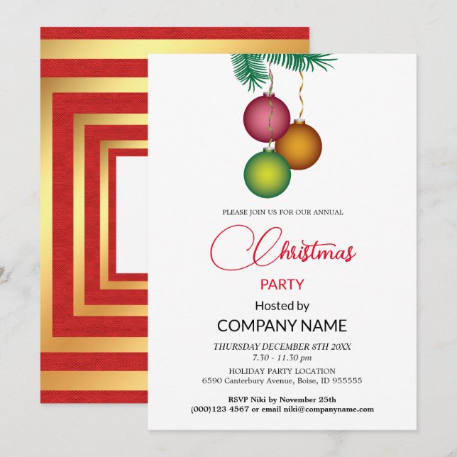 Convite Empresa de decorações de árvores e mistos de Natal (Frente/Verso)