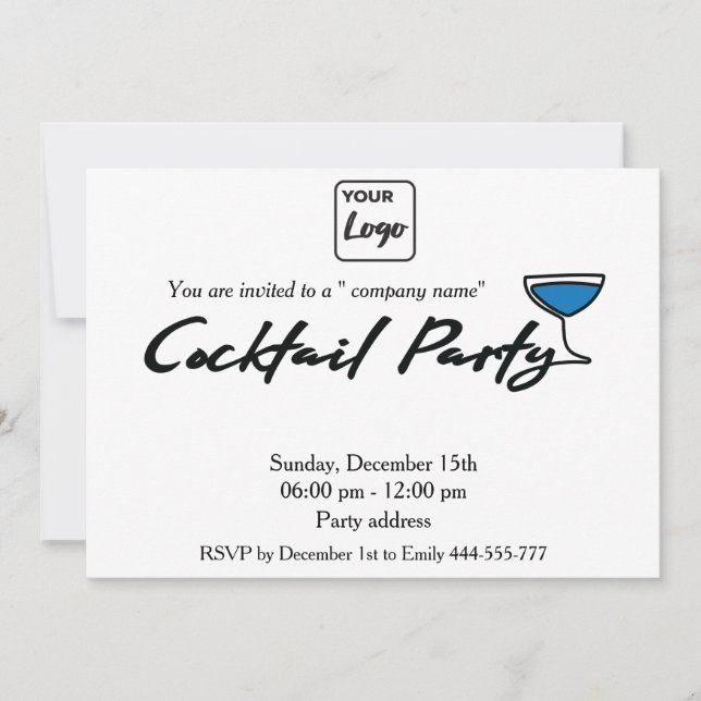 Convite Empresa moderna de coquetéis de logotipo minimalis (Frente)