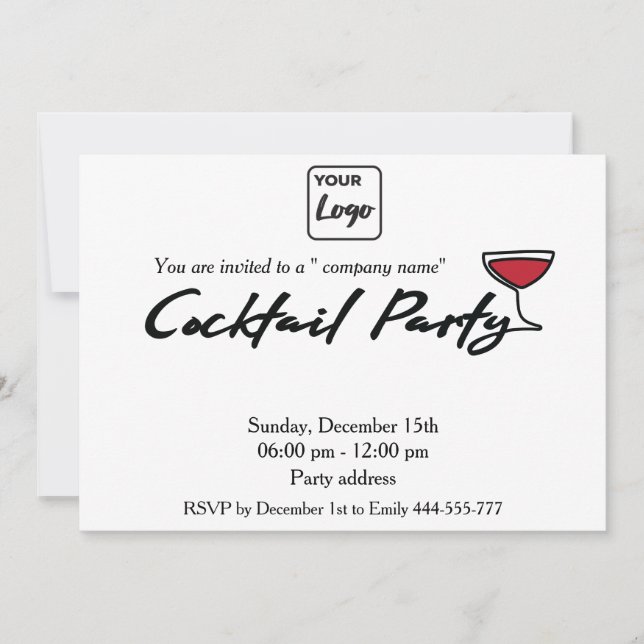 Convite Empresa moderna de coquetéis de logotipo minimalis (Frente)
