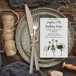 Convite Emu Themed Festa de aniversário Pássaros