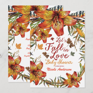 Convite ENAMORE-SE  Lírios Florais Laranja Chuvada de Bebê