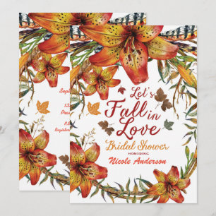 Convite ENAMORE-SE Lírios Florais Laranja Chuveiro de Noiv
