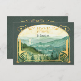 Convite Encantada Floresta Montanhosa Art Nouveau RSVP