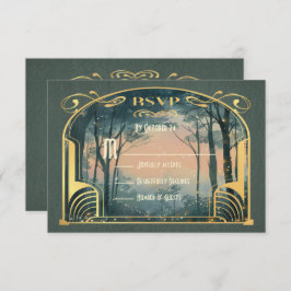 Convite Encantada Forest Art Nouveau RSVP