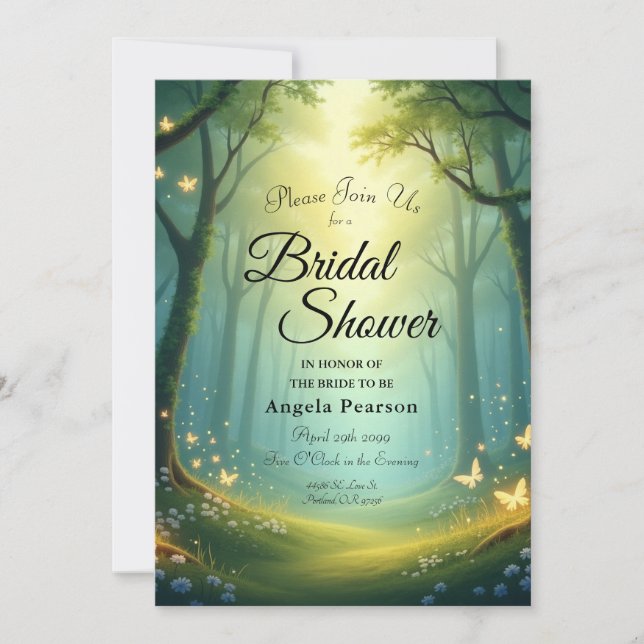 Convite Encantada Sunlit Glimmer Grove (Frente)