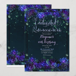 Convite Encantado Brilho Roxo Verde Jardim 15 Quinceañera
