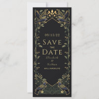 Encantado Corvo Gótico Casamento Salve a Data Verd
