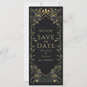 Convite Encantado Corvo Gótico Casamento Salve a Data Verd