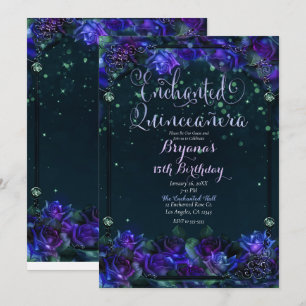Convite Encantado Jardim Roxo Verde Brilho 15 Quinze Anos