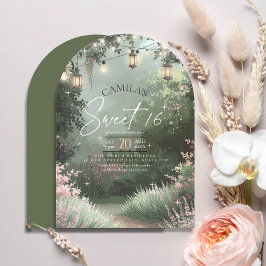 Convite Encantado Jardim Sweet 16 Pink Arch ID1163