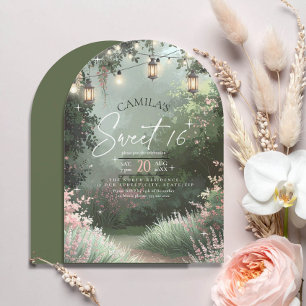 Convite Encantado Jardim Sweet 16 Pink Arch ID1163