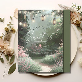 Convite Encantado Jardim Sweet 16 rosa ID1163