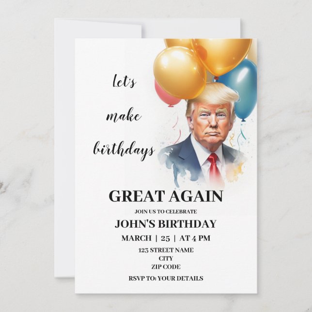 Convite Encantado Trump Birthday (Frente)