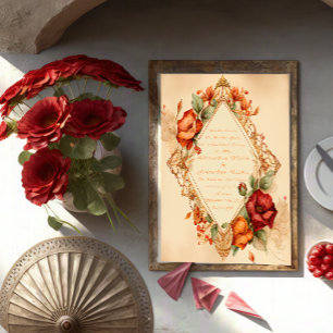 Convite Encantador Casamento Floral Rosa Rústico Estilo Es