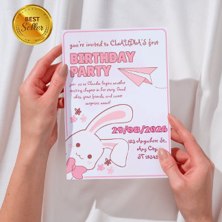 Convite Encantador de 1º Aniversário para Meninas